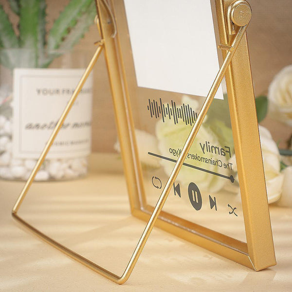 litzzy Custom Photo Scannable Code Music Song Plaque With Golden Frame Acrylic Plaque   