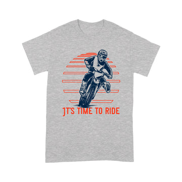 litzzy It's Time To Ride - Motorcycle T-Shirt | Made in US T-Shirt S Heather Grey 