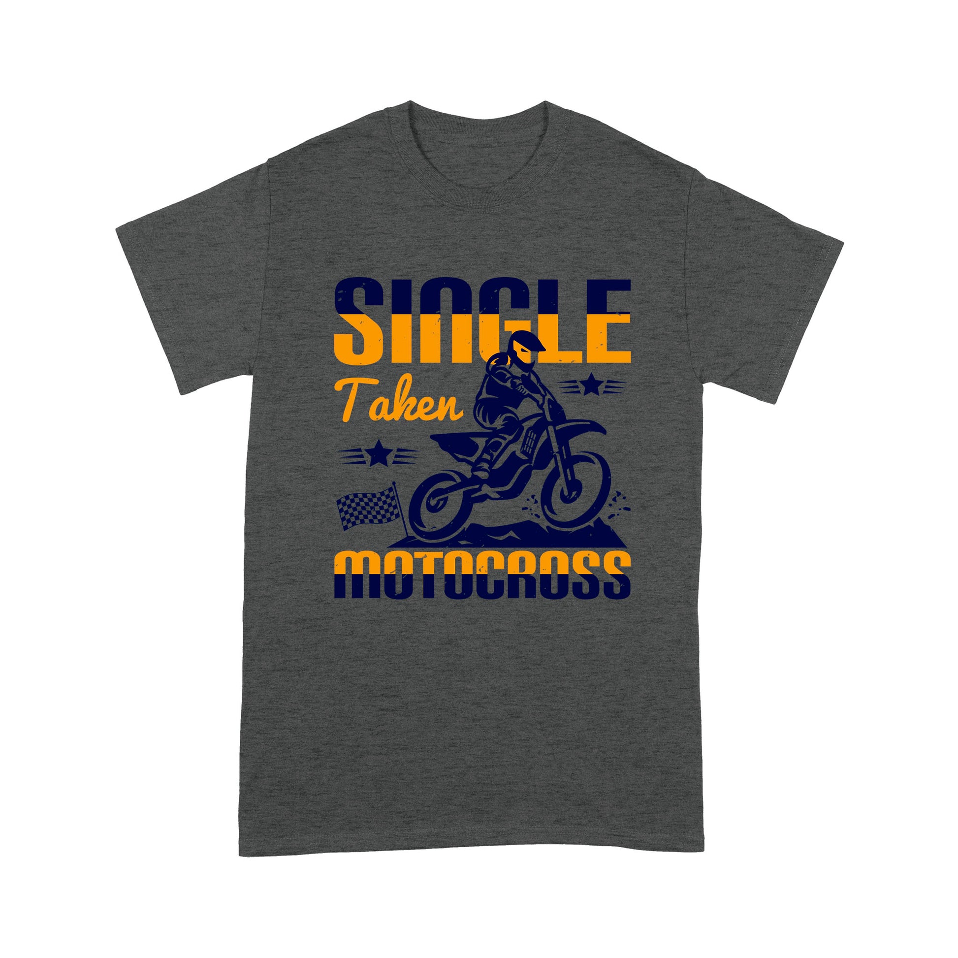 litzzy Single, Taken, Motocross - Motorcycle T-Shirt | Made in US T-Shirt S Dark Heather Grey 