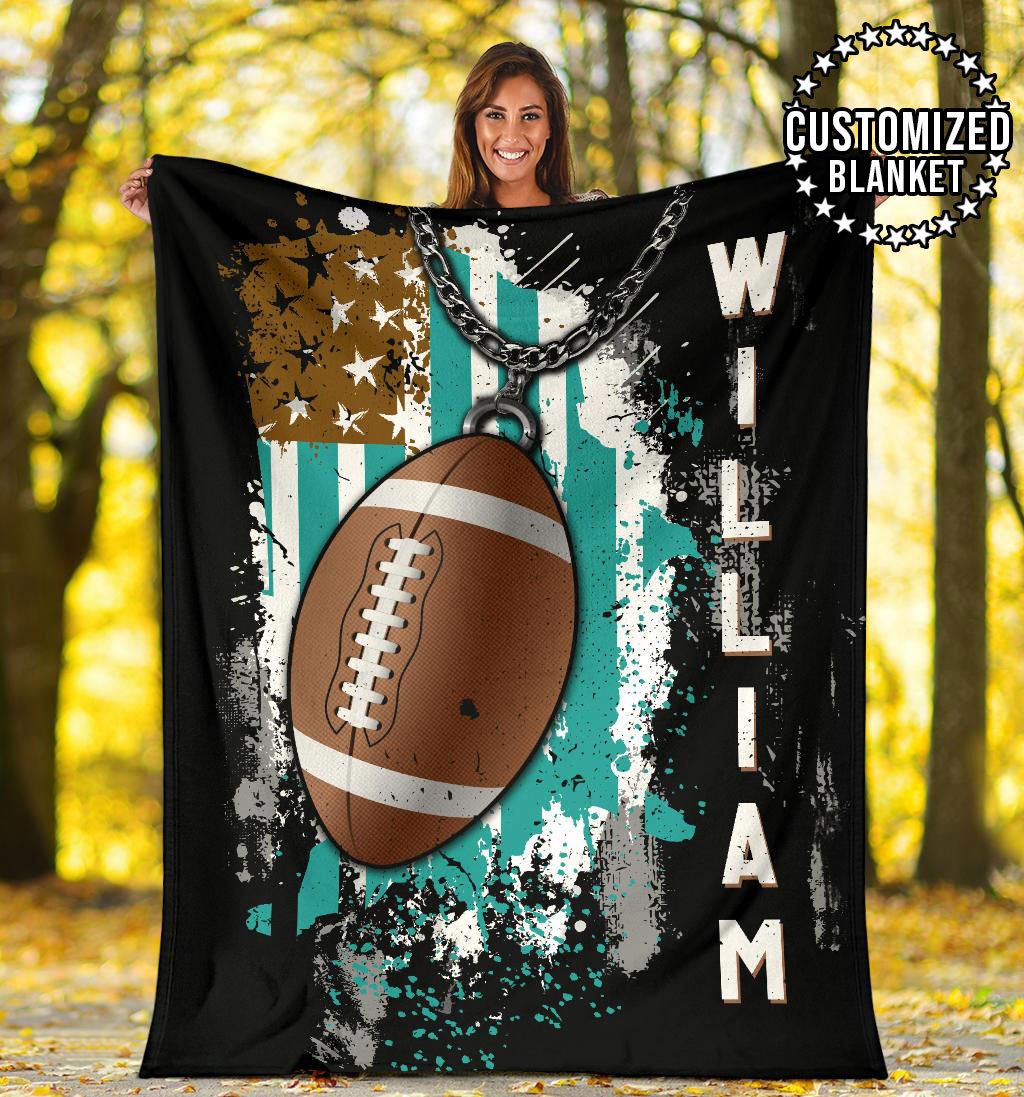 litzzy Personalized Sport Us Flag Fleece Blanket - Lath1011201 Quilt Blanket FOOTBALL 50 X 60 