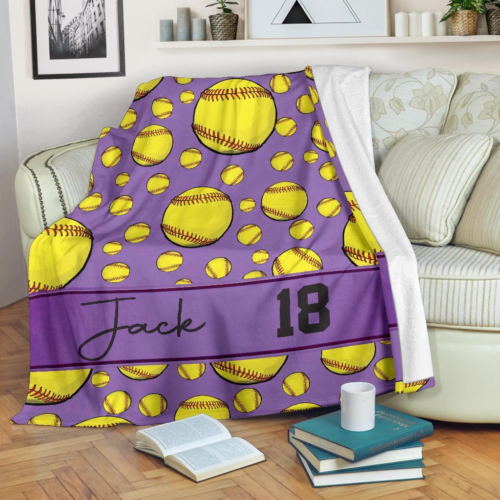 litzzy Personalized Softball Balls Fleece Blanket - Tltm1411201 Quilt Blanket   