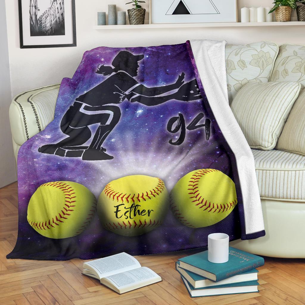 litzzy Personalized Softball Fleece Blanket - Lath2311202Ki Quilt Blanket CATCHER 50 X 60 