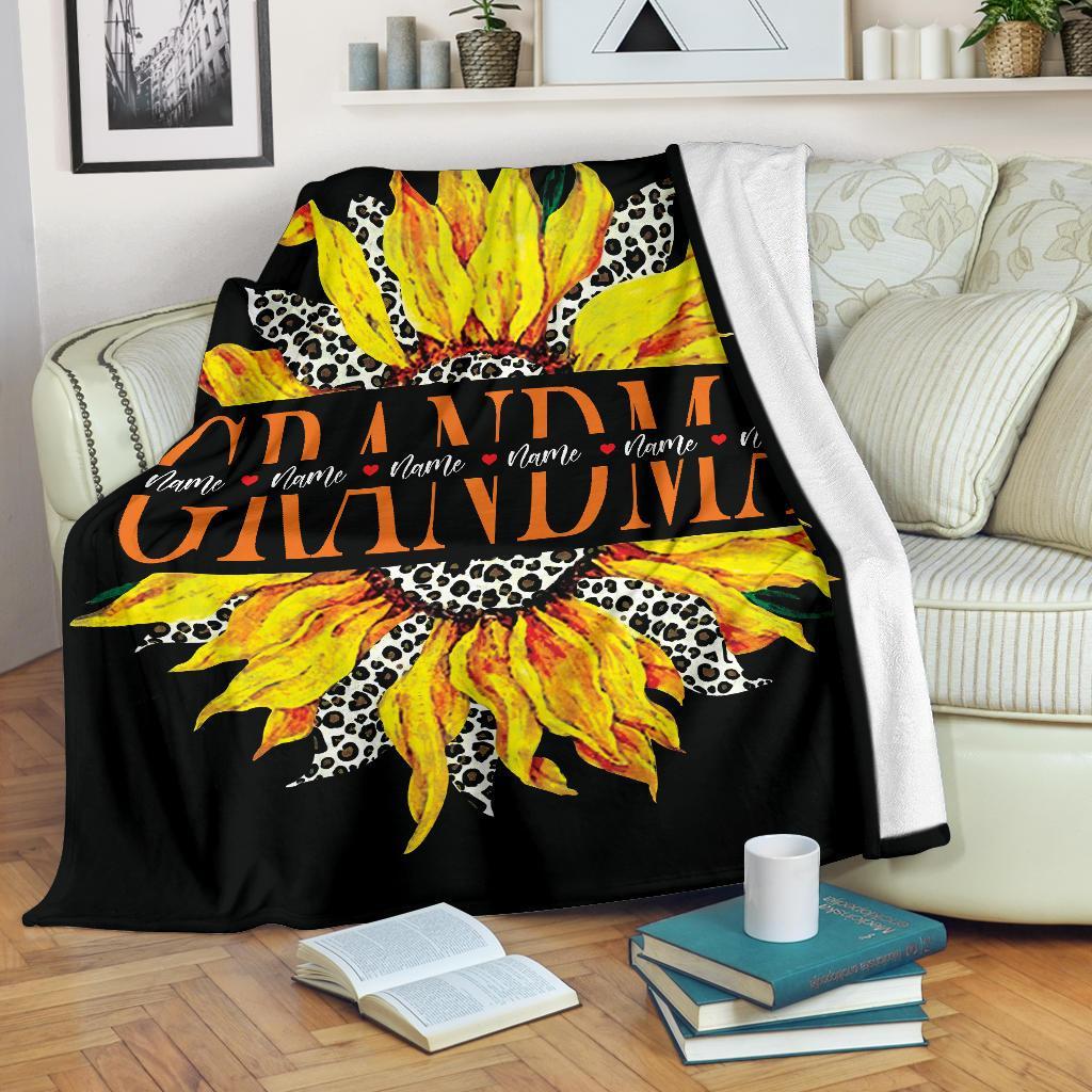 litzzy Personalized Sunflower Grandma Fleece Blanket - Tlty0212201 Quilt Blanket   