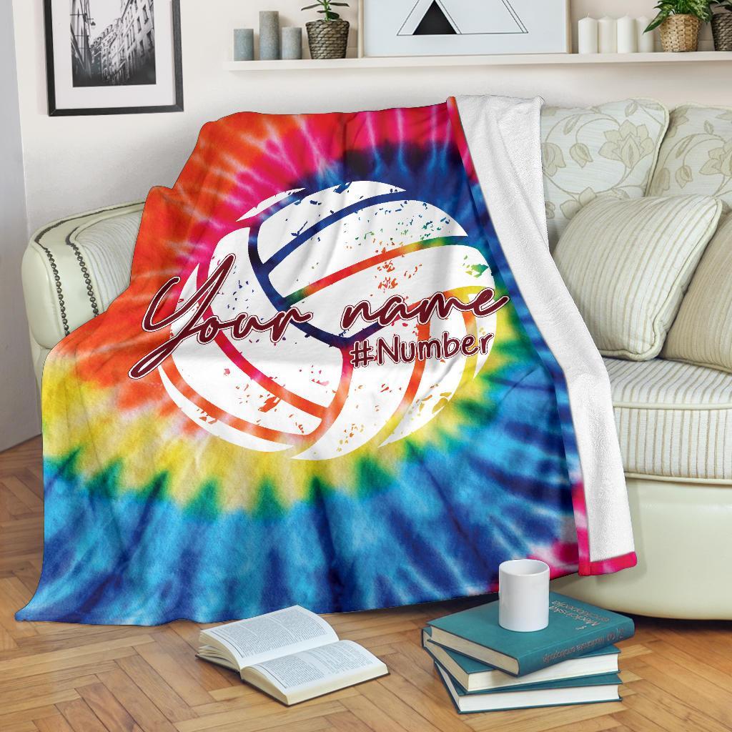 litzzy Personalized Volleyball Tie Dye Fleece Blanket - Tlno0212201 Quilt Blanket   