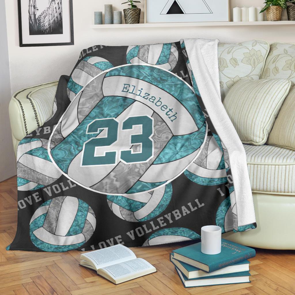 litzzy Teal Gray White - I Love Vlb Collection Fleece Blanket - Ty0611202 Quilt Blanket 60x80  