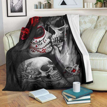 litzzy Amore Skull Fleece Blanket Fleece Blanket   