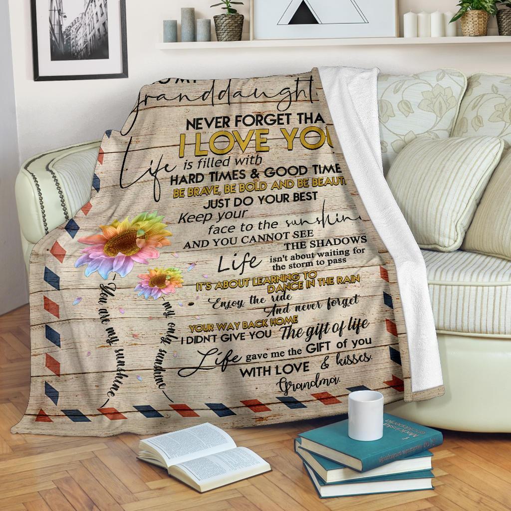 litzzy To My Granddaughter Fleece Blanket Lath0408208 Quilt Blanket   