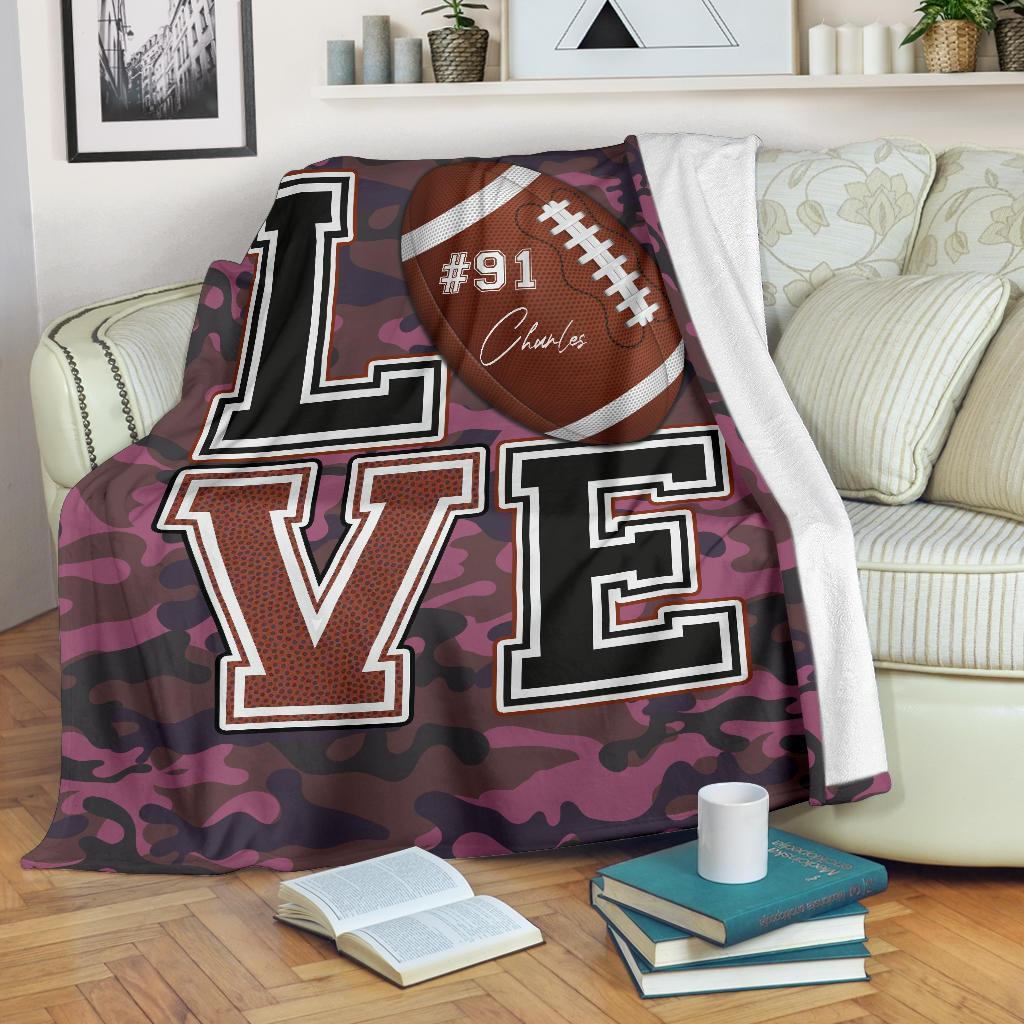 litzzy Personalized Love Football Fleece Blanket - Lath2411204 Quilt Blanket   