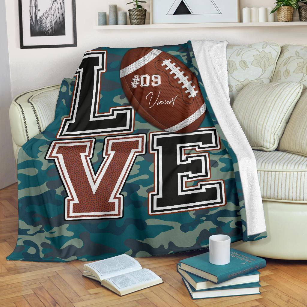 litzzy Personalized Love Football Fleece Blanket - Lath2411204 Quilt Blanket   