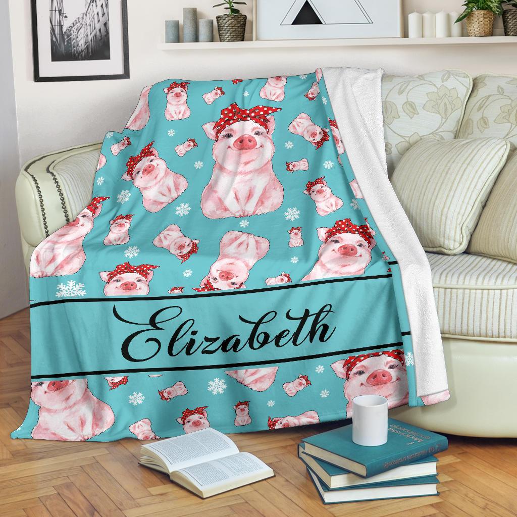 litzzy Personalized Pigs Fleece Blanket - Tlnb1811201 Quilt Blanket   