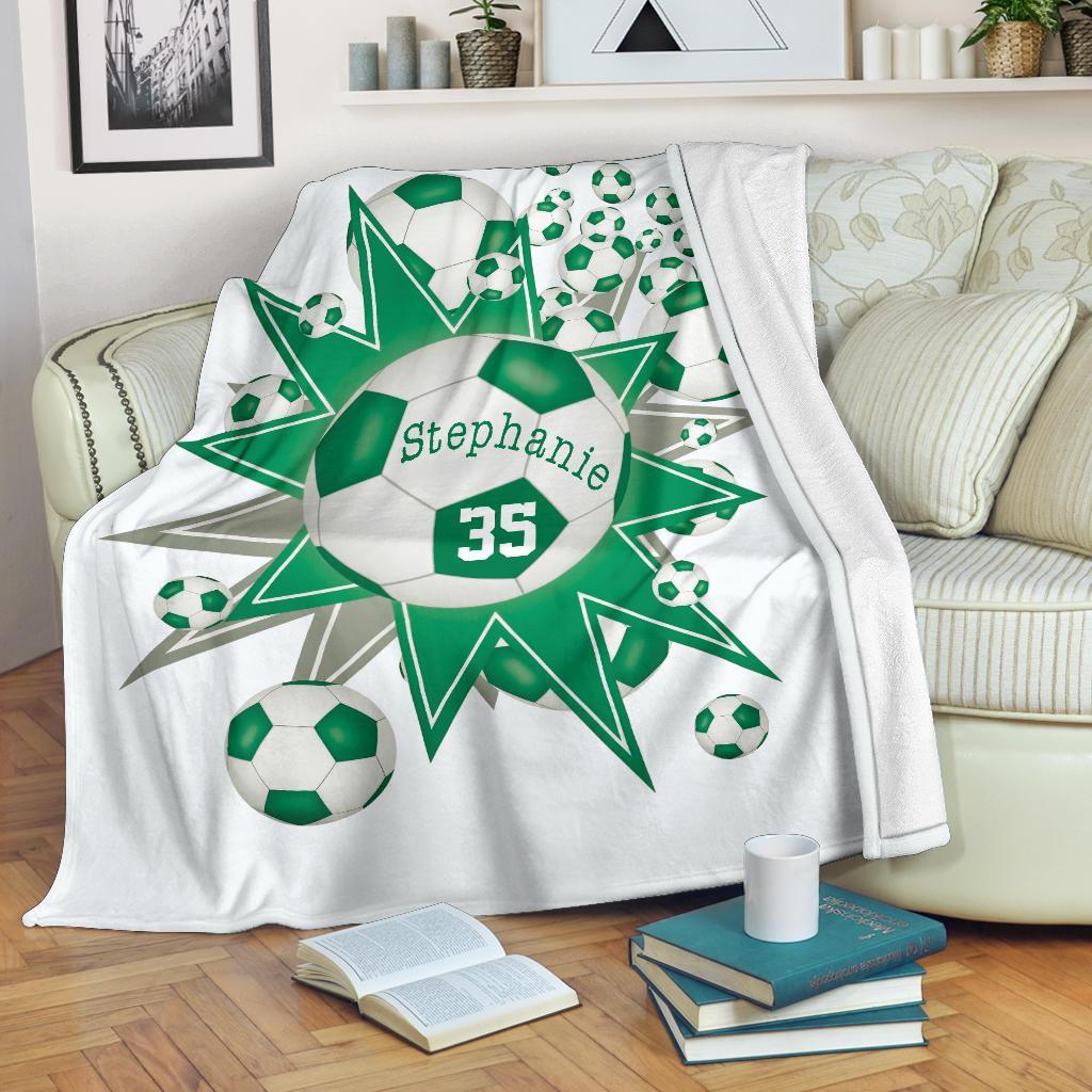 litzzy Personalized Soccer Blowout Fleece Blanket - Tltm2411202 Quilt Blanket GREEN 50 X 60 