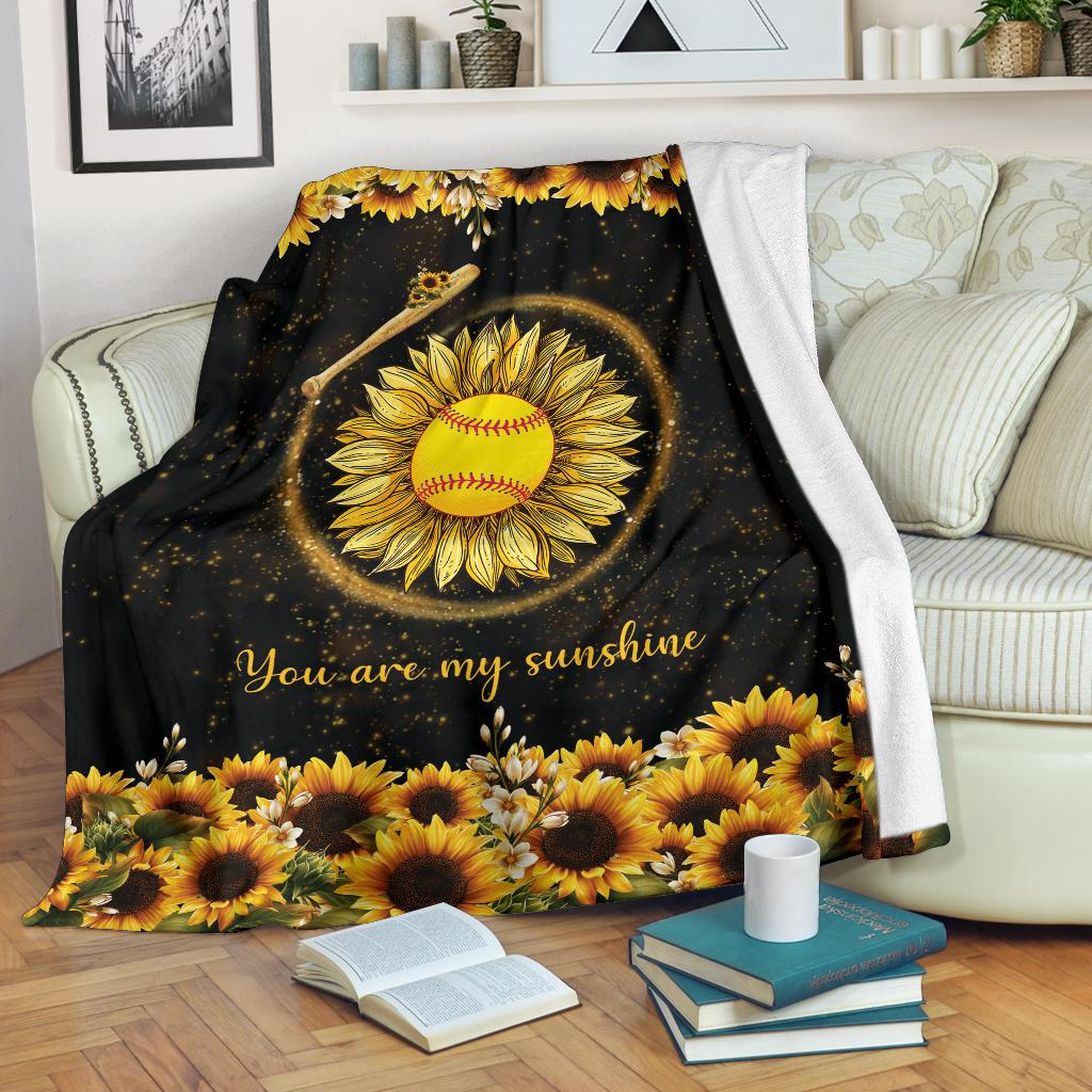 litzzy Softball You Are My Sunshine Premium Fleece Blanket Nh170520Ki Quilt Blanket   