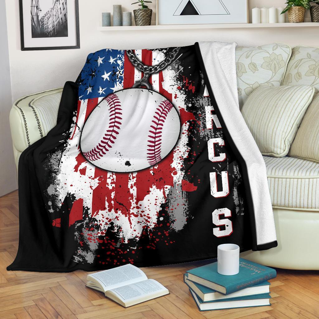 litzzy Personalized Sport Us Flag Fleece Blanket - Lath1011201 Quilt Blanket   
