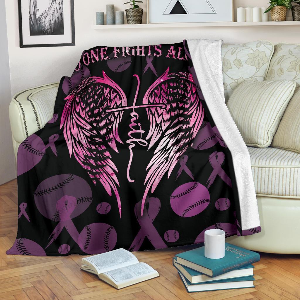 litzzy No One Fights Alone Ball Fleece Blanket - Lath3011203 Quilt Blanket BREAST CANCER AWARENESS 60 X 80 