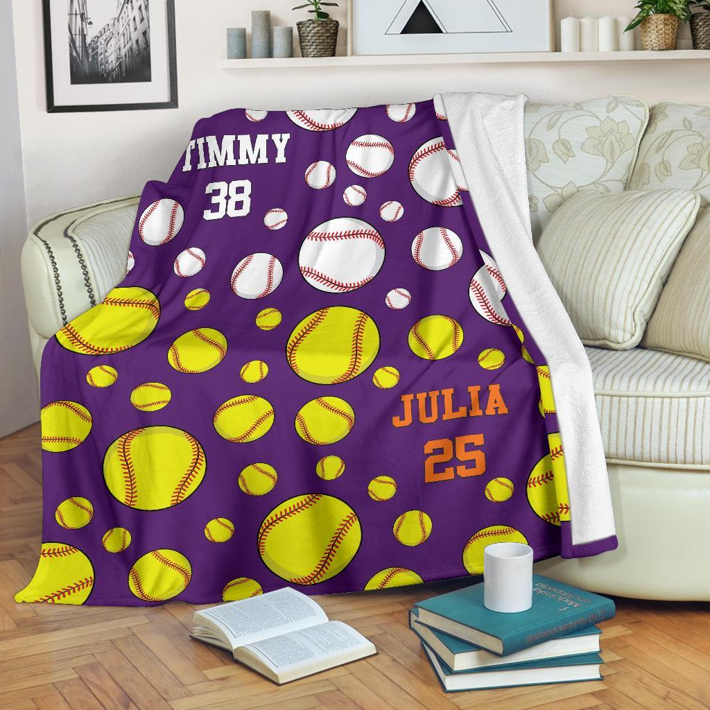 litzzy Personalized Baseball Softball Balls Fleece Blankets - Tlnb1311201Ki Quilt Blanket   