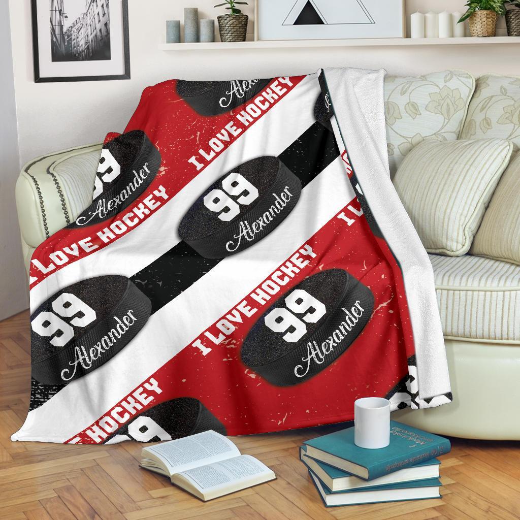 litzzy Personalized I Love Hockey Fleece Blanket - Latg1911202 Quilt Blanket   