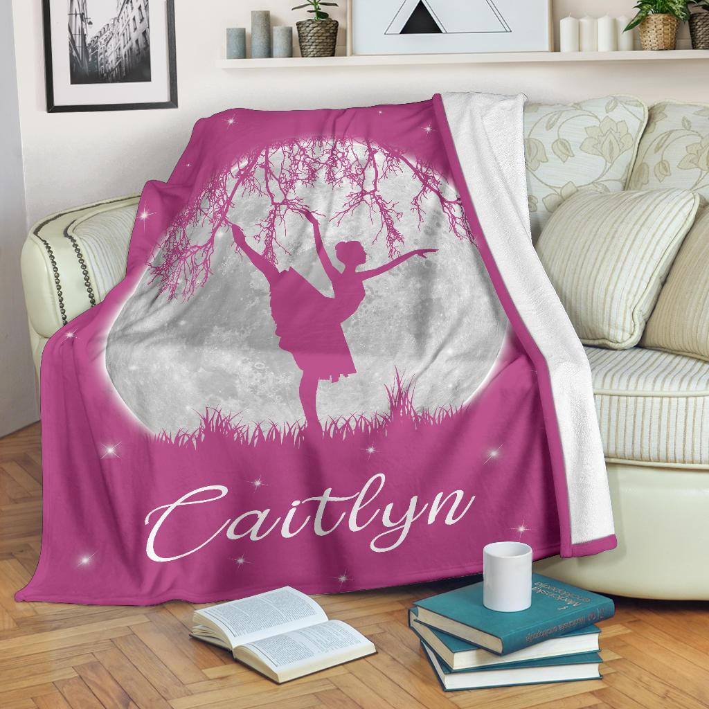 litzzy Personalized Dancing Moon Fleece Blanket - Laci2711203 Quilt Blanket   