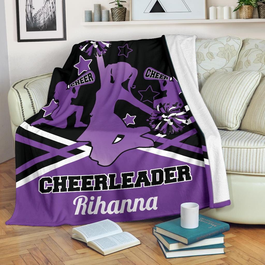 litzzy Personalized Cheerleader Colorful Fleece Blanket - Latg2011201 Quilt Blanket PURPLE BLACK 60 X 80 