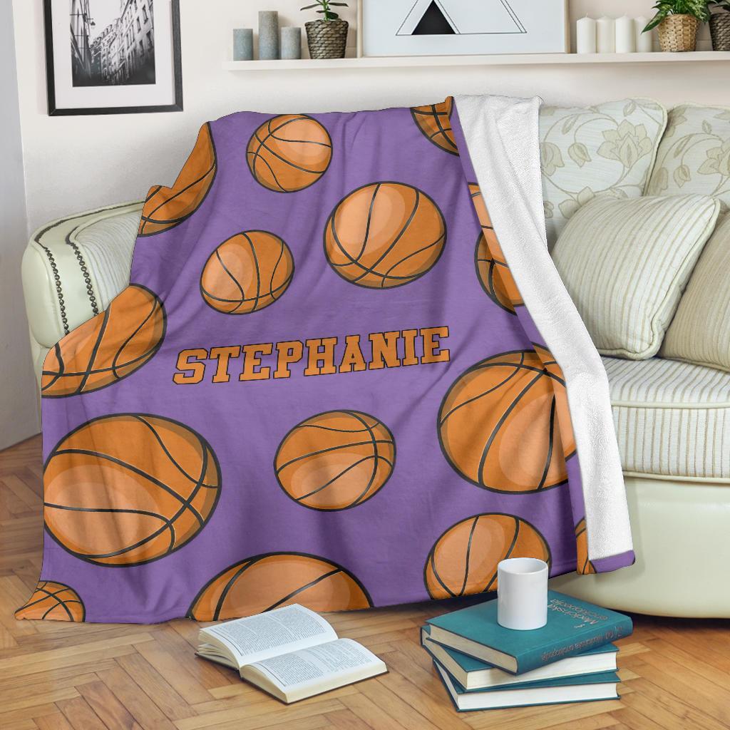 litzzy Collection Personalized Basketball Pattern Fleece Blanket - Nh0911201 Quilt Blanket PURPLE 60 X 80 