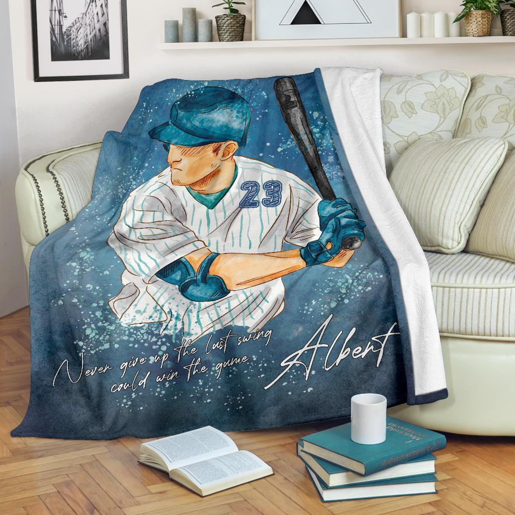 litzzy Personalized Baseball Player Fleece Blanket - Lath1011203Ki Quilt Blanket   