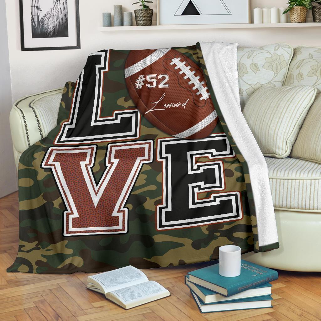 litzzy Personalized Love Football Fleece Blanket - Lath2411204 Quilt Blanket   