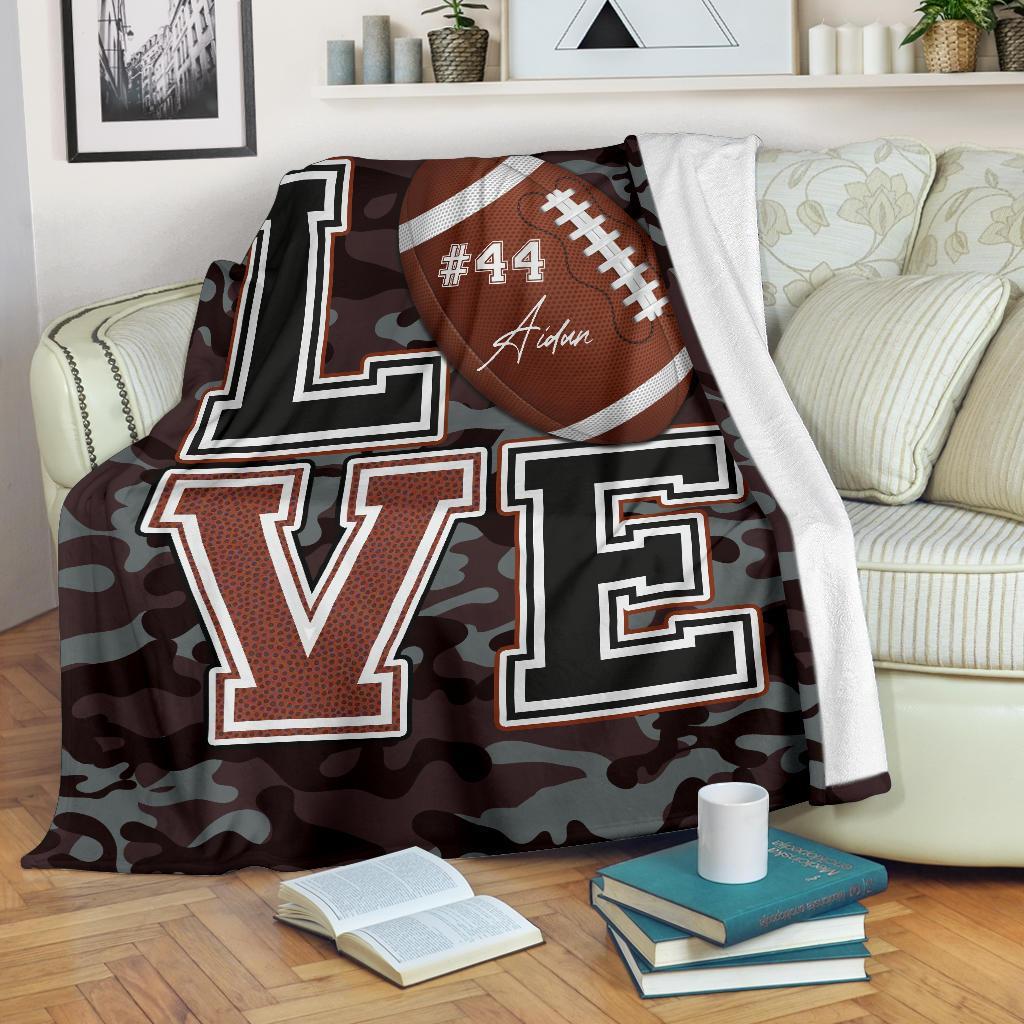 litzzy Personalized Love Football Fleece Blanket - Lath2411204 Quilt Blanket   