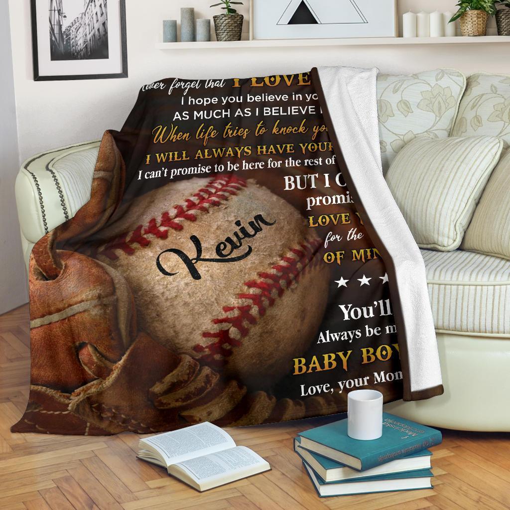 litzzy Personalized Never Forget Baseball Softball Glove Fleece Blanket - Tlno0911201 Quilt Blanket   