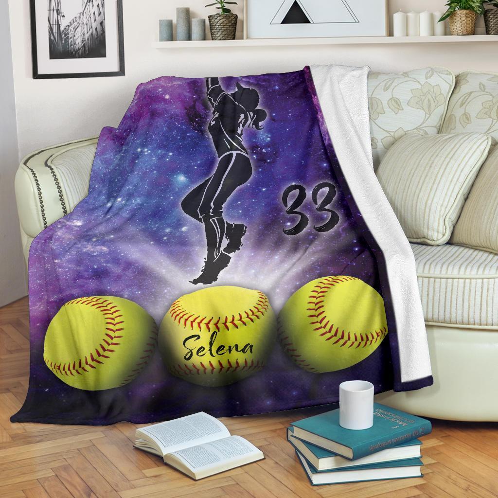 litzzy Personalized Softball Fleece Blanket - Lath2311202Ki Quilt Blanket   