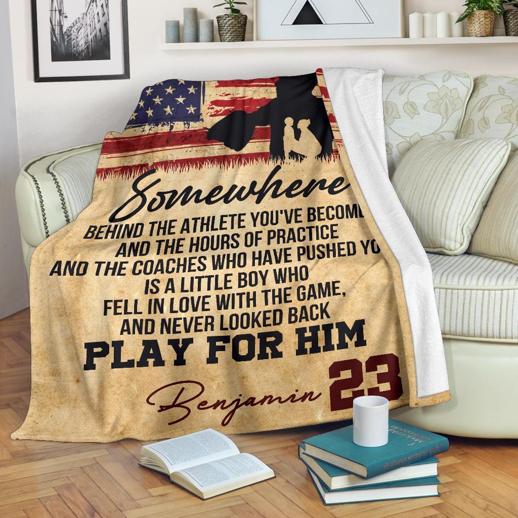 litzzy Personalized Baseball Somewhere Fleece Blanket - Tlty3011201 Quilt Blanket   