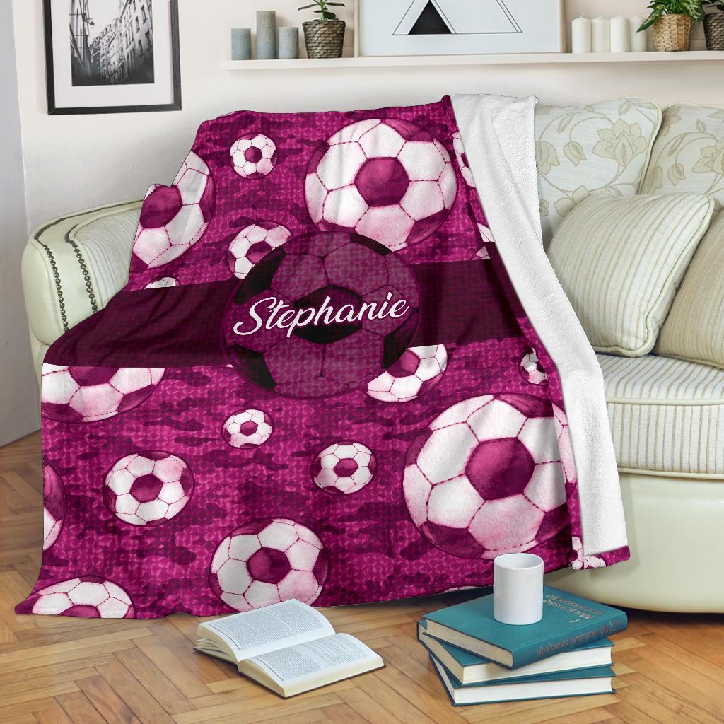 litzzy Personalized Soccer Pattern Texture Fleece Blanket - Nh1411202 Quilt Blanket PINK 60 X 80 