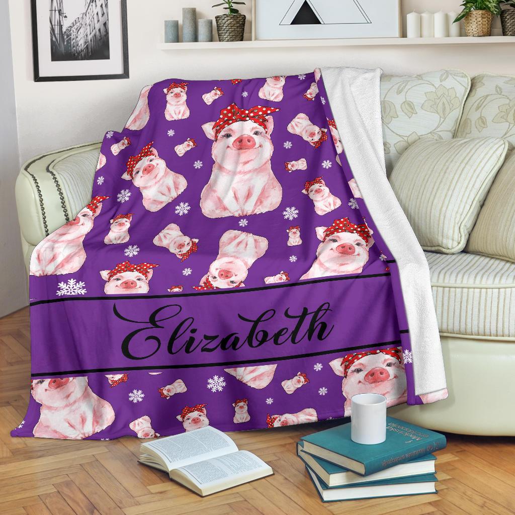 litzzy Personalized Pigs Fleece Blanket - Tlnb1811201 Quilt Blanket   