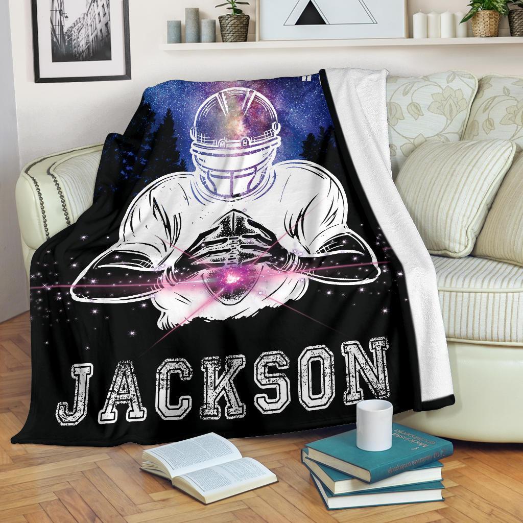litzzy Personalized Football Galaxy Fleece Blanket - Laci2011201Ki Quilt Blanket   
