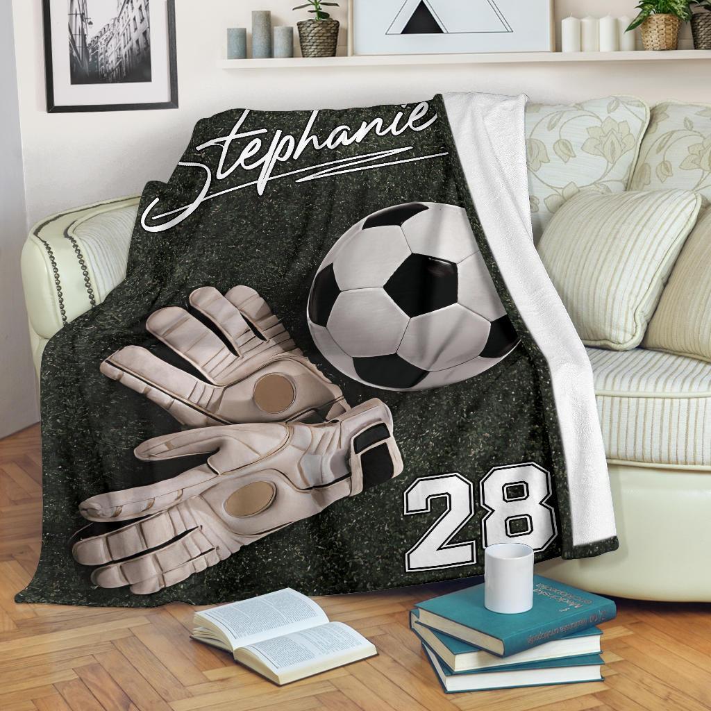 litzzy Personalized Soccer Ball Fleece Blanket - Nh0911205 Quilt Blanket   