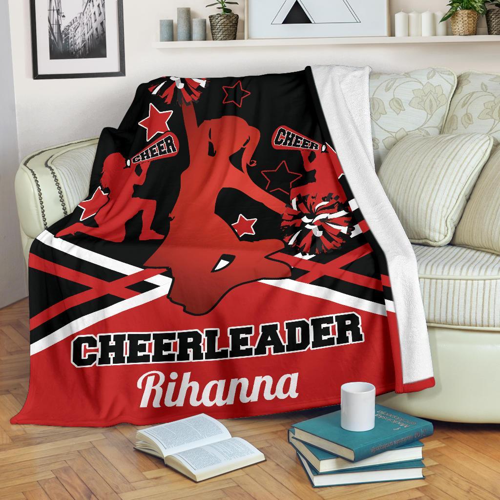litzzy Personalized Cheerleader Colorful Fleece Blanket - Latg2011201 Quilt Blanket RED BLACK 60 X 80 