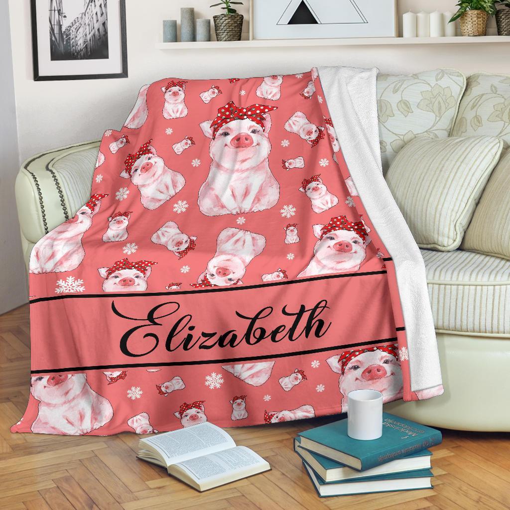 litzzy Personalized Pigs Fleece Blanket - Tlnb1811201 Quilt Blanket PINK 50 X 60 