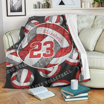 litzzy Red Gray White - I Love Vlb Collection Fleece Blanket - Ty0611202 Quilt Blanket 50x60  