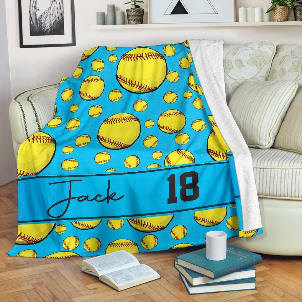 litzzy Personalized Softball Balls Fleece Blanket - Tltm1411201 Quilt Blanket   