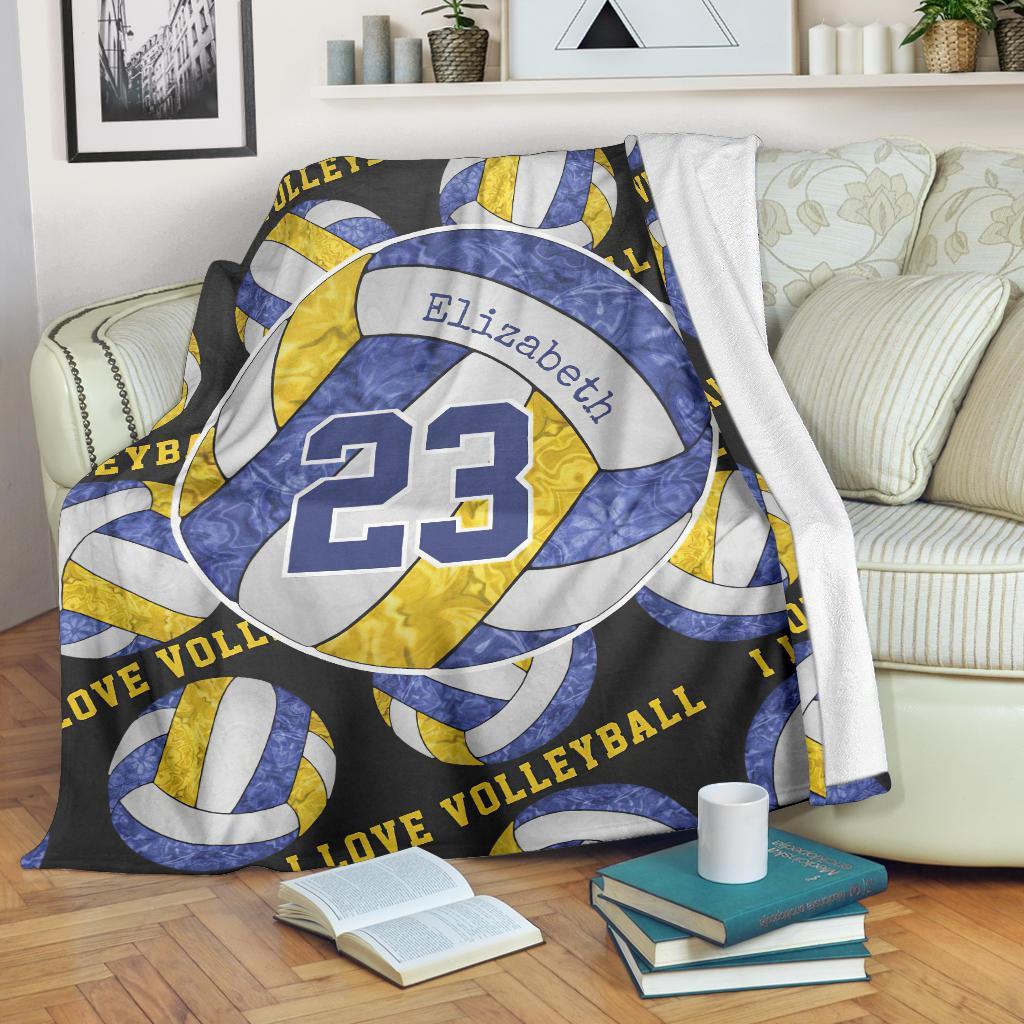 litzzy Blue Gold White - I Love Vlb Collection Fleece Blanket - Ty0611202 Quilt Blanket   