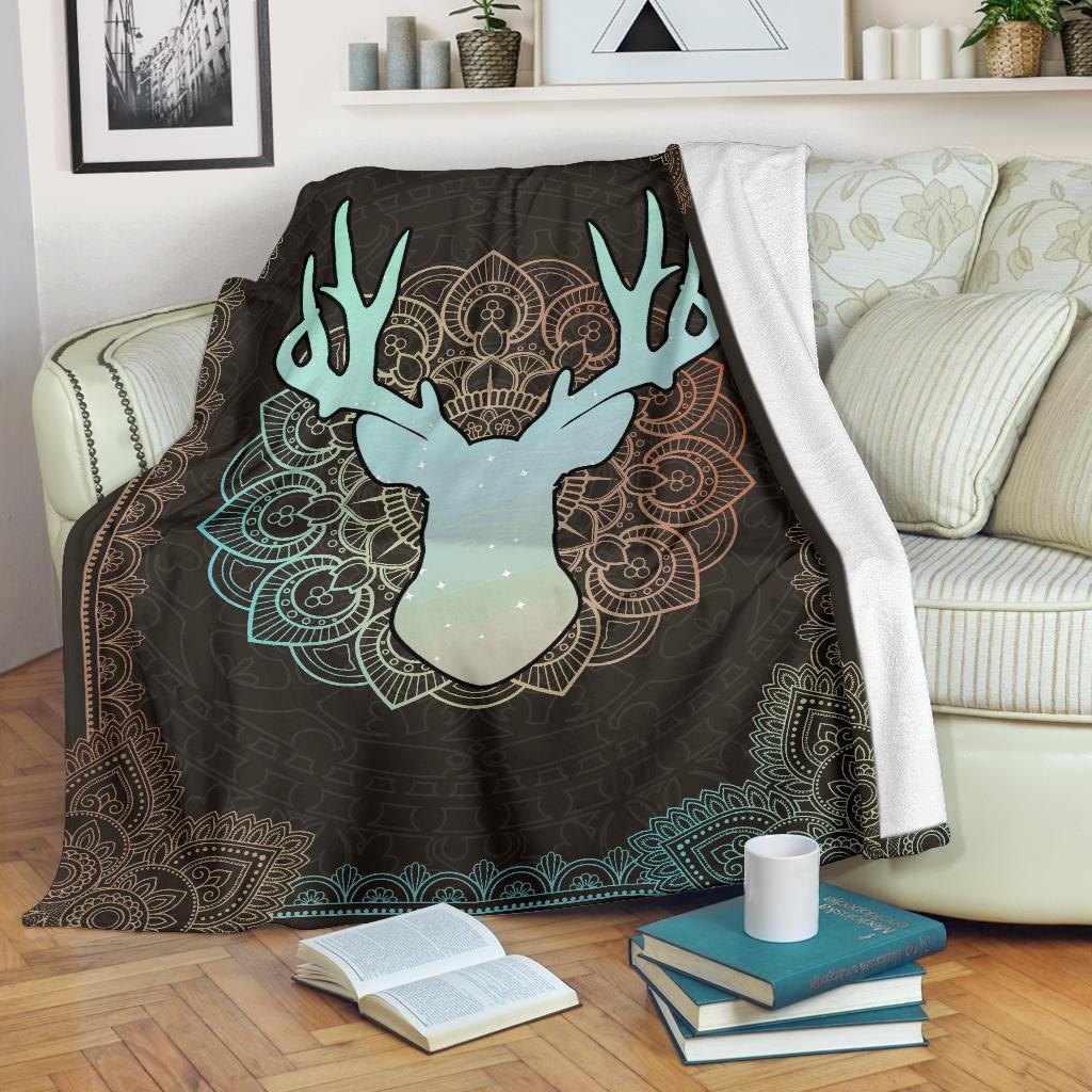 litzzy Mandala Deer Fleece Blanket - Latg040806 Quilt Blanket   