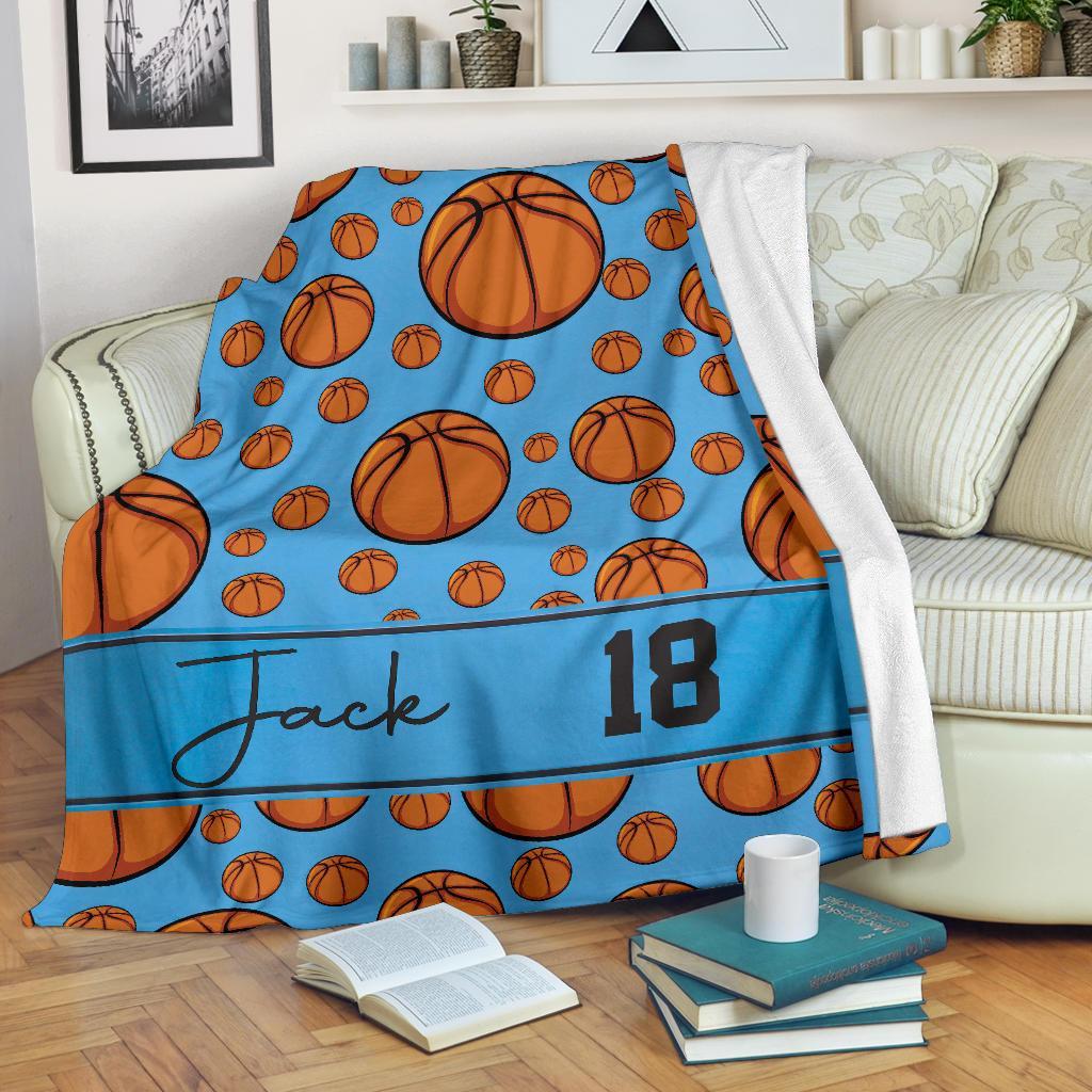 litzzy Personalized Basketball Collection Fleece Blanket - Tltm1211203 Quilt Blanket BLUE 50 X 60 