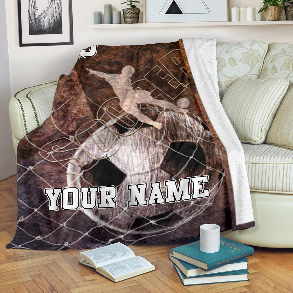 litzzy Personalized Soccer Player Kicking Ball Fleece Blanket - Tlnb03112201 Quilt Blanket   