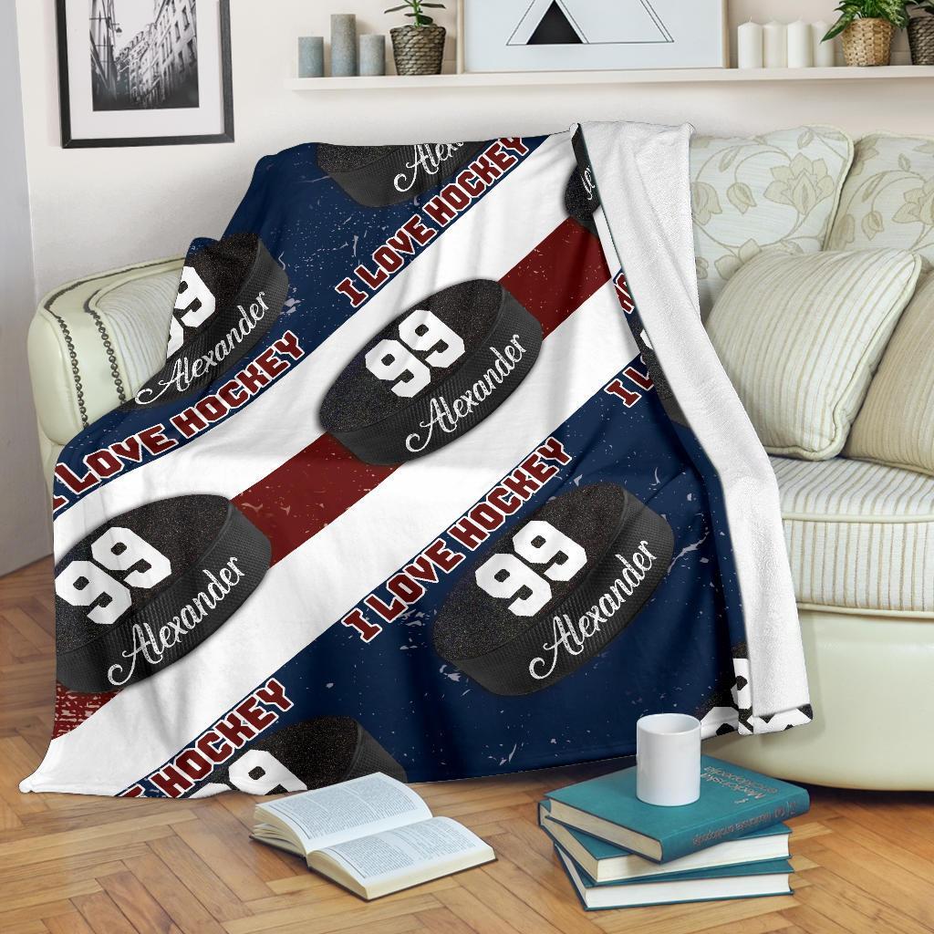 litzzy Personalized I Love Hockey Fleece Blanket - Latg1911202 Quilt Blanket   