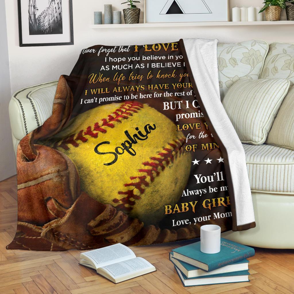 litzzy Personalized Never Forget Baseball Softball Glove Fleece Blanket - Tlno0911201 Quilt Blanket   