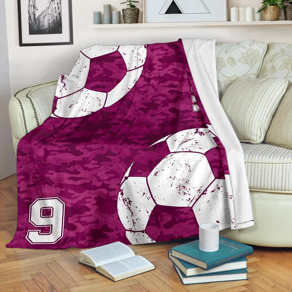litzzy Personalized Soccer Camouflage Collection Fleece Blanket - Tlnh0911202 Quilt Blanket PINK 50 x 60 