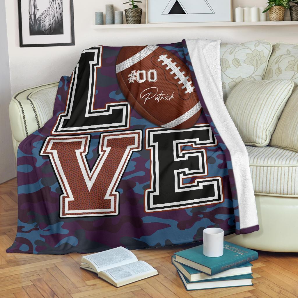 litzzy Personalized Love Football Fleece Blanket - Lath2411204 Quilt Blanket VIOLET 50 X 60 