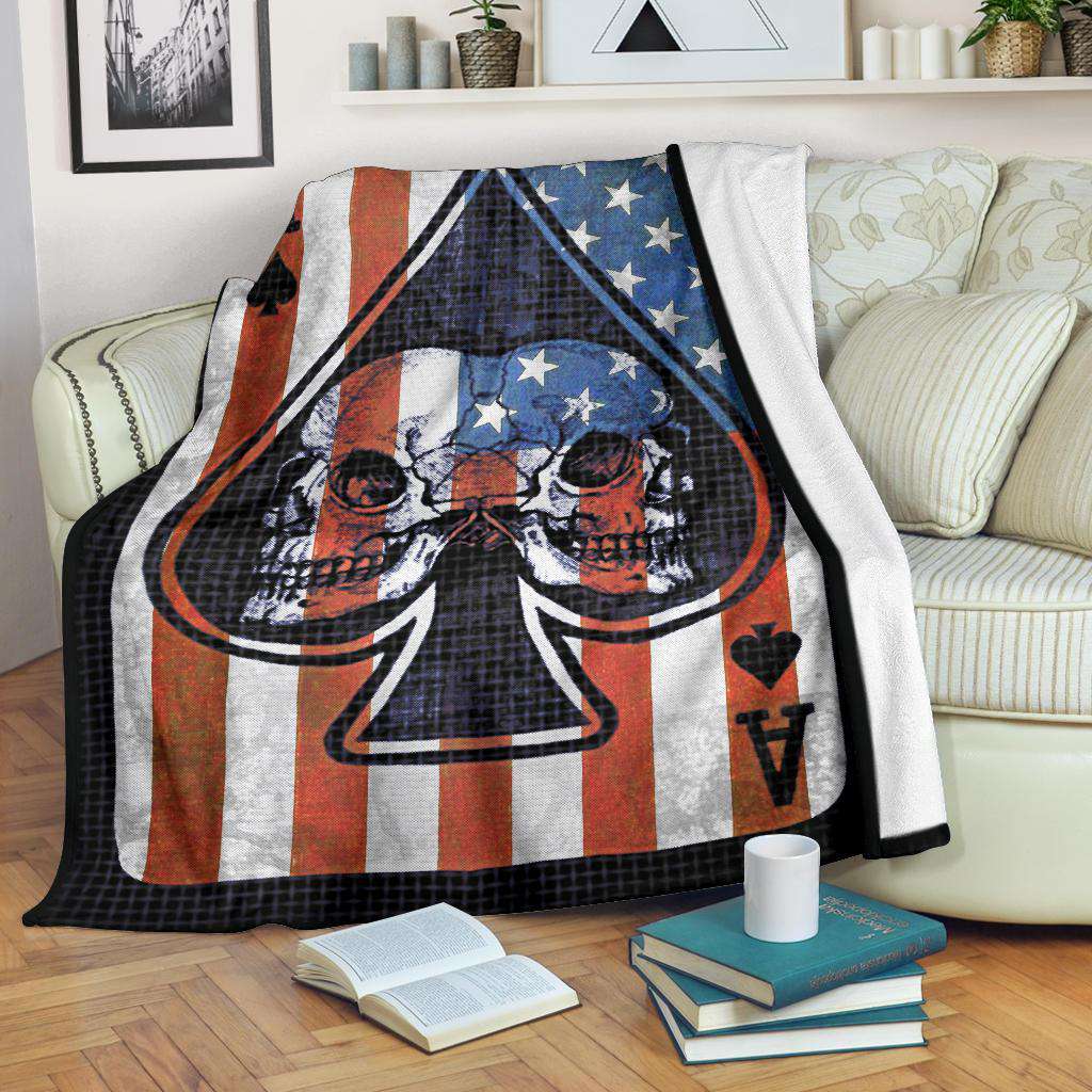 litzzy Aces Up Skull Fleece Blanket Fleece Blanket   