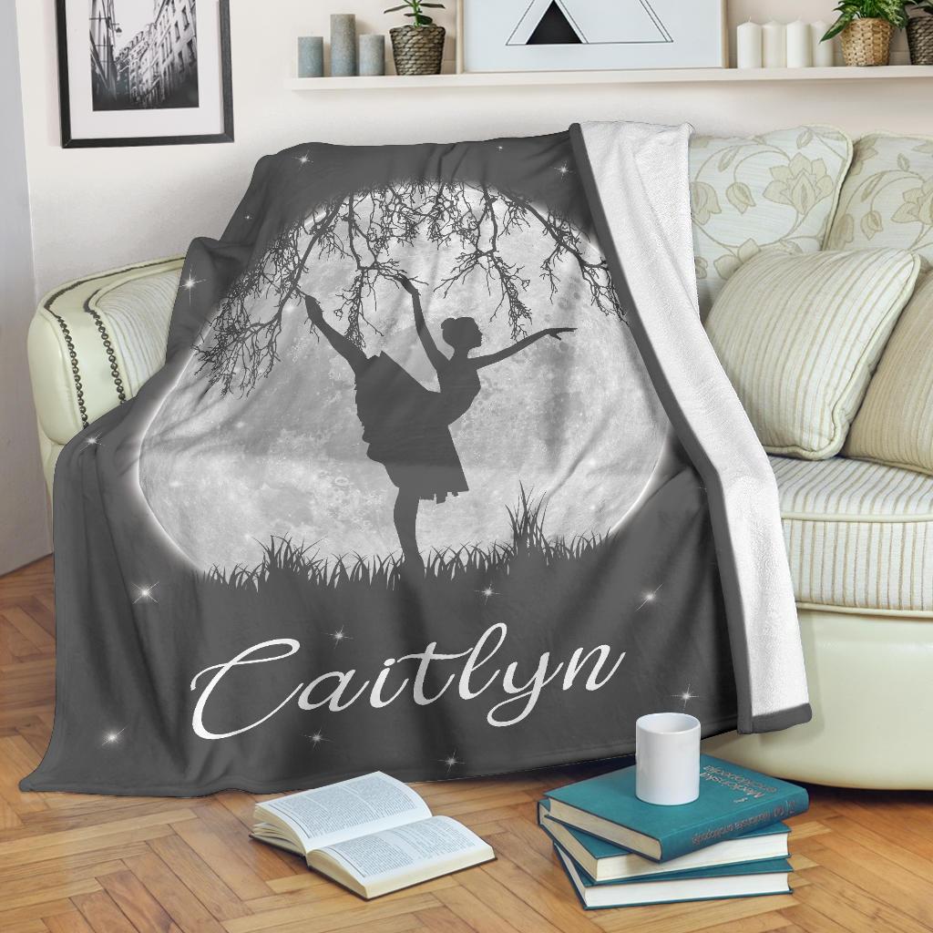 litzzy Personalized Dancing Moon Fleece Blanket - Laci2711203 Quilt Blanket BLACK 50 X 60 