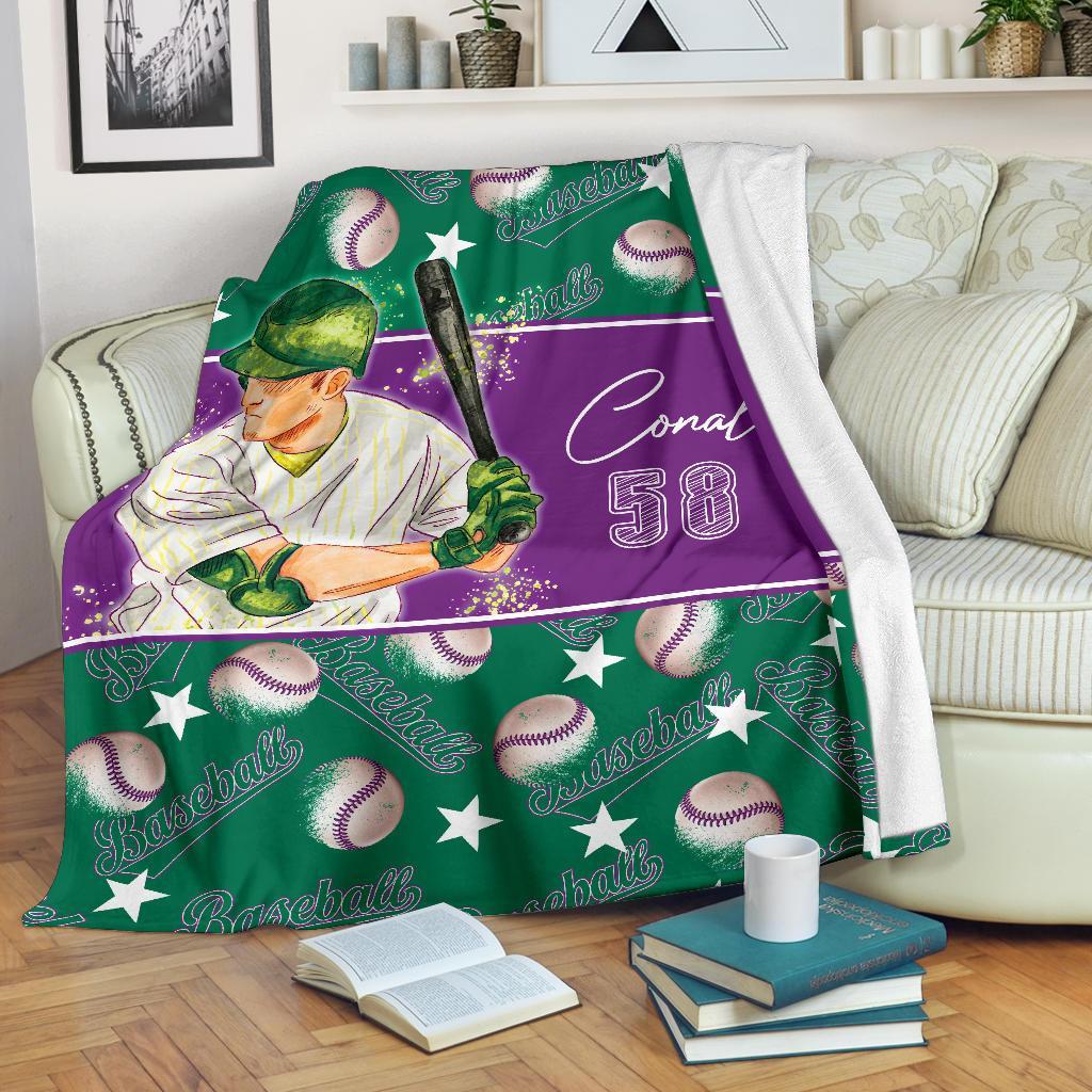 litzzy Personalized Baseball Balls Fleece Blanket - Lath2611202 Quilt Blanket DARK GREEN 50 X 60 