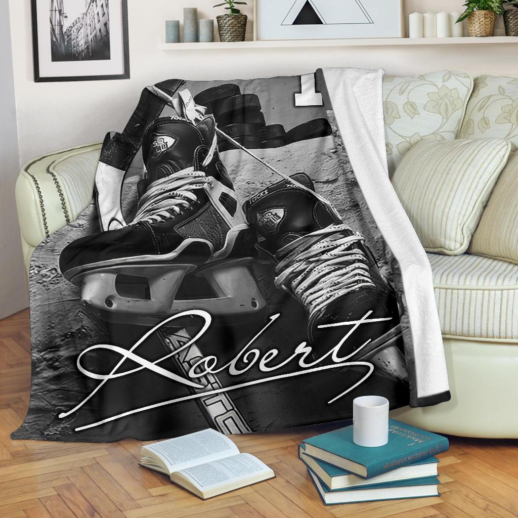 litzzy Personalized Hockey Shoes Fleece Blanket - Ty0911204 Quilt Blanket   