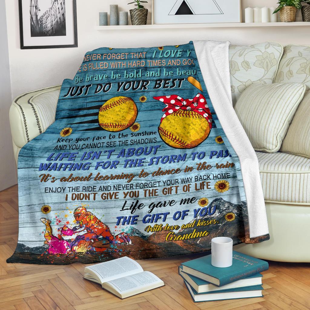 litzzy Softball - To My Granddaughter Fleece Blanket - Nh050820Ki Quilt Blanket   